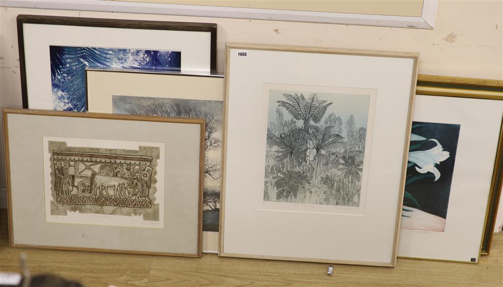 A group of assorted limited edition prints and photographs including Winifred Pickard, Valerie Thornton and Brenda Hartill (6)